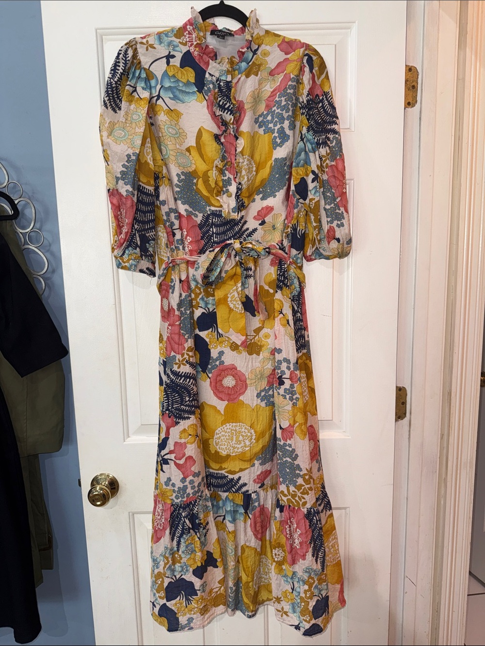 GGO Floral Ruffle Maxi Dress in Yellow, Pink & Blue - Picture 7 of 8